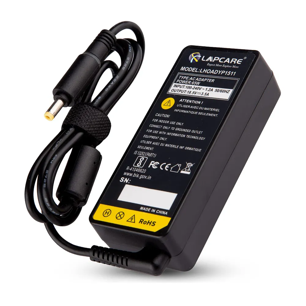 Lapcare Laptop Adapter Compatible For HP 65w | 18.5v/3.5a | 4.8mm x 1.7mm Y Pin view 2